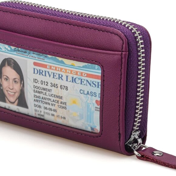 Women’s Genuine Leather Wallet RFID Blocking Slim Card Holder with Coin Pocket - Picture 1 of 7